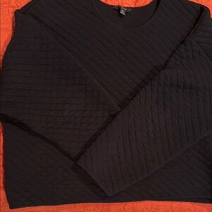 Banana Republic Factory Black Quilted Sweatshirt Crewneck
